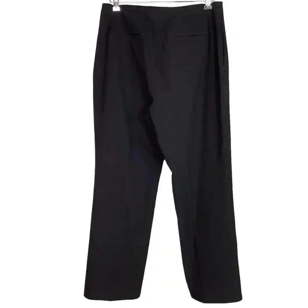 J. Jill Flat Front Pants Womens 14 Black Stretch Wide Leg Trousers Pockets